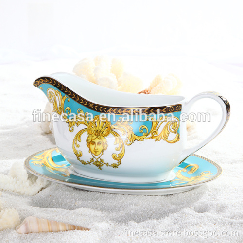 430CC Luxury Fine Hyper White Porcelain Large Gravy Boat of Sea Goddness